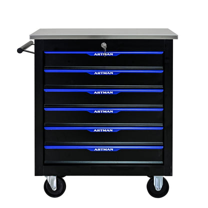 6 DRAWERS MULTIFUNCTIONAL TOOL CART WITH WHEELS-BLACK&BLUE image 1