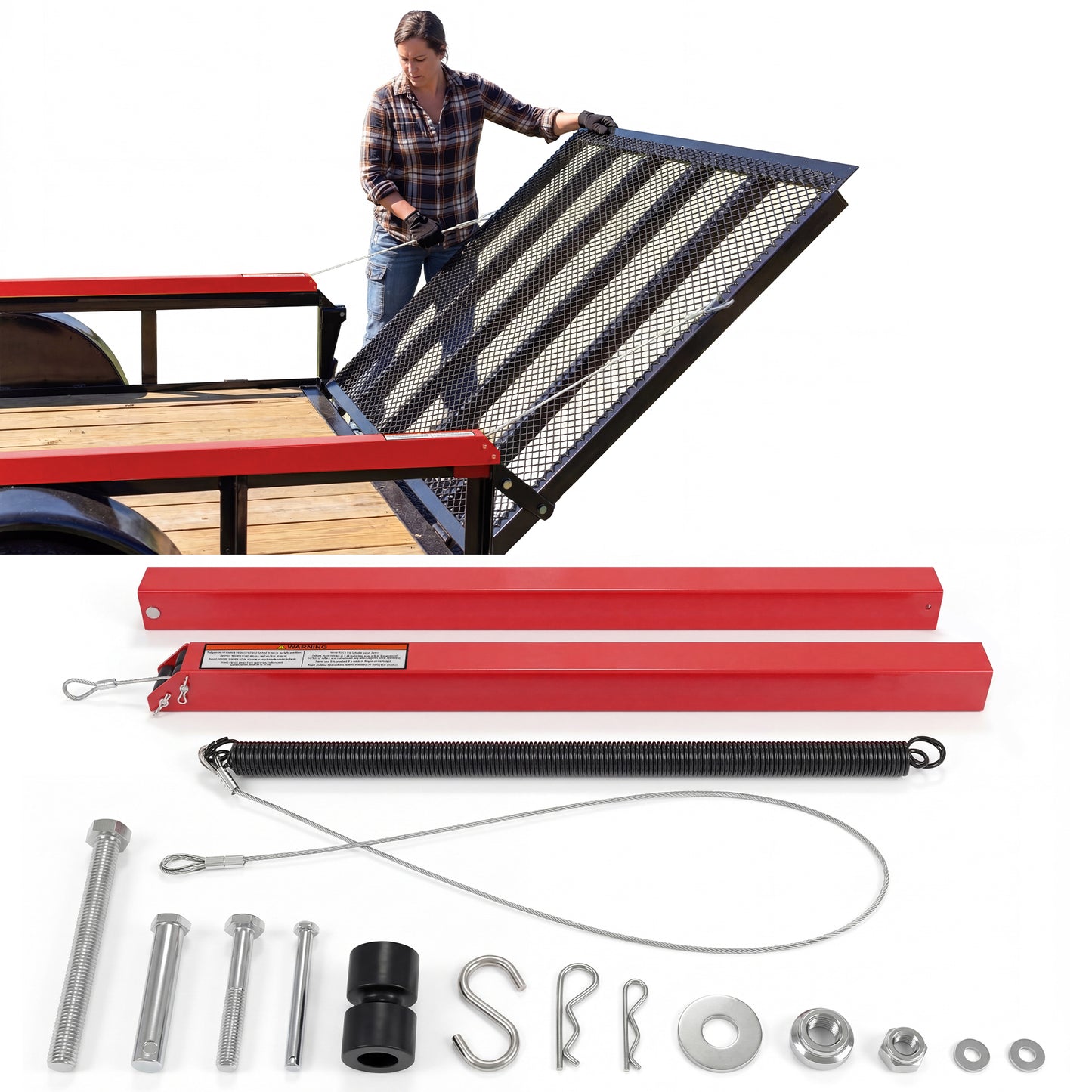 Tailgate Utility Trailer Gate Liftgate Ramp Lift 2 Sided Lift Assist System Fit for Open Utility Trailers Tailgate and Ramp New Upgrades, Red image 8