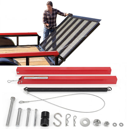 Tailgate Utility Trailer Gate Liftgate Ramp Lift 2 Sided Lift Assist System Fit for Open Utility Trailers Tailgate and Ramp New Upgrades, Red image 8