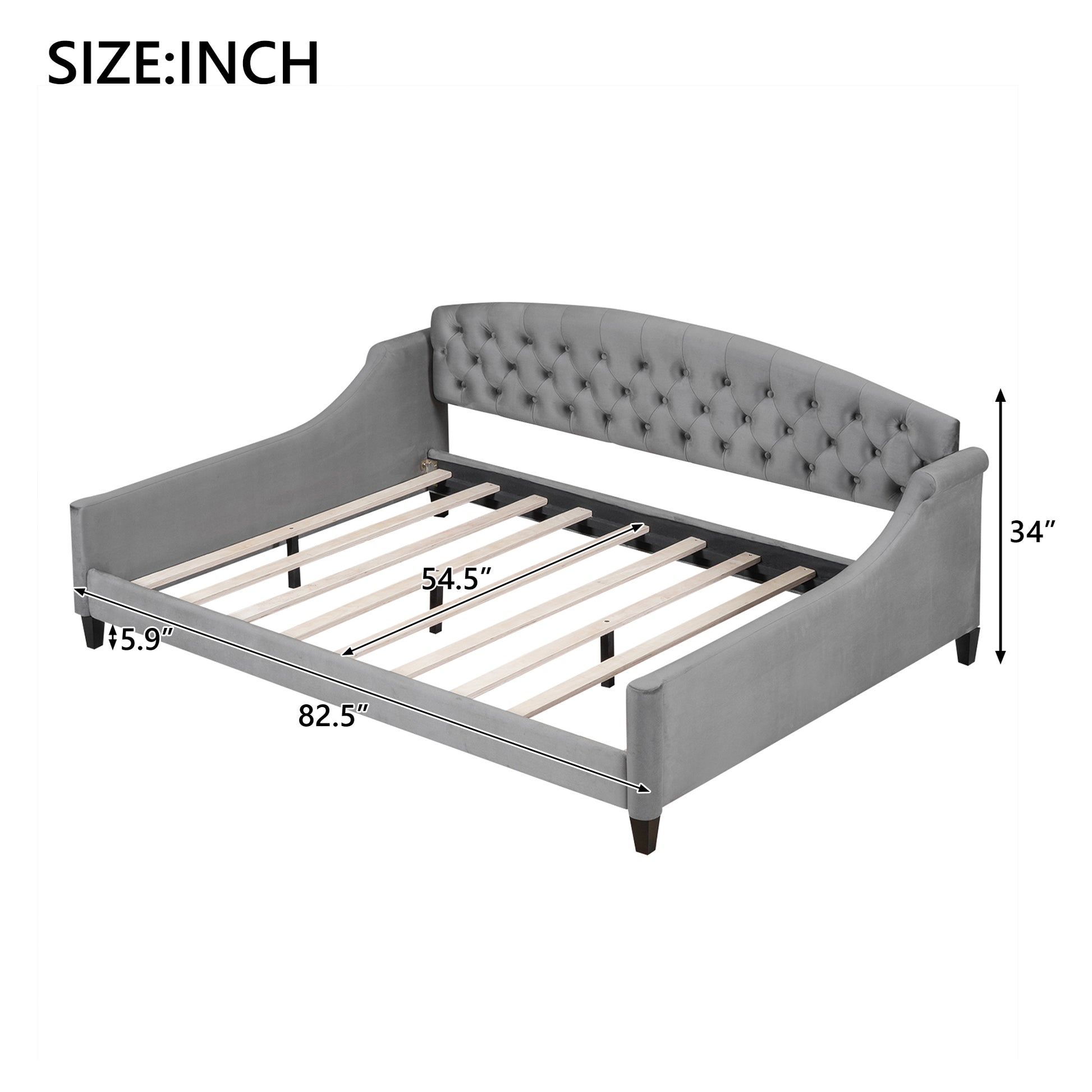 Modern Luxury Tufted Button Daybed, Full, Gray (Old SKU: SM001009AAE,GX001009AAE) image 6