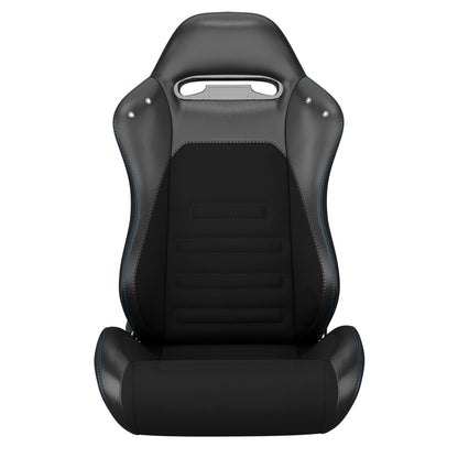 2PC Universal Racing Seats Stitch PVC Leather Reclinable Carbon Look Leather Black With Adjustor Slider(Not Including Seat Bracket) 1 box of 2 pieces image 8