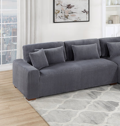Modern 2pc Sectional Set XL Plush Corduroy Fabric Dark Gray LAF Sofa RAF Chaise Living Room Couch image 3