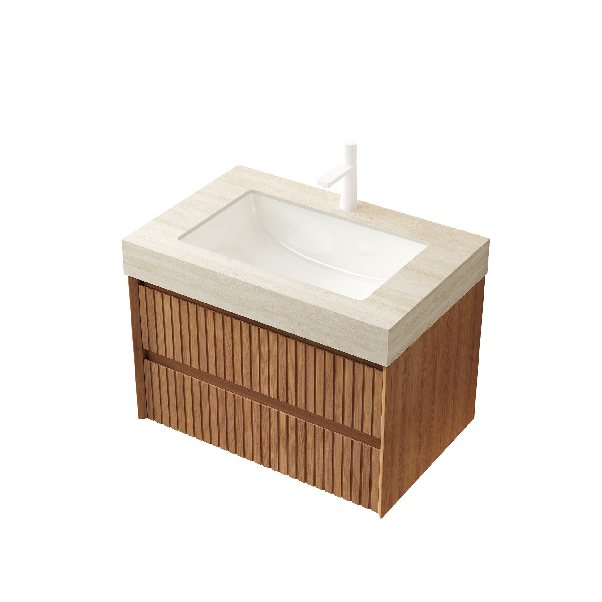 30" Roma Travertine-Pattern Sintered Stone Countertop and Undermount Ceramic Basin, NO Cabinet, NO Faucet and Drain, Suitable for Vanity TILLEY, YOLAN, FRIGGA, etc. image 6