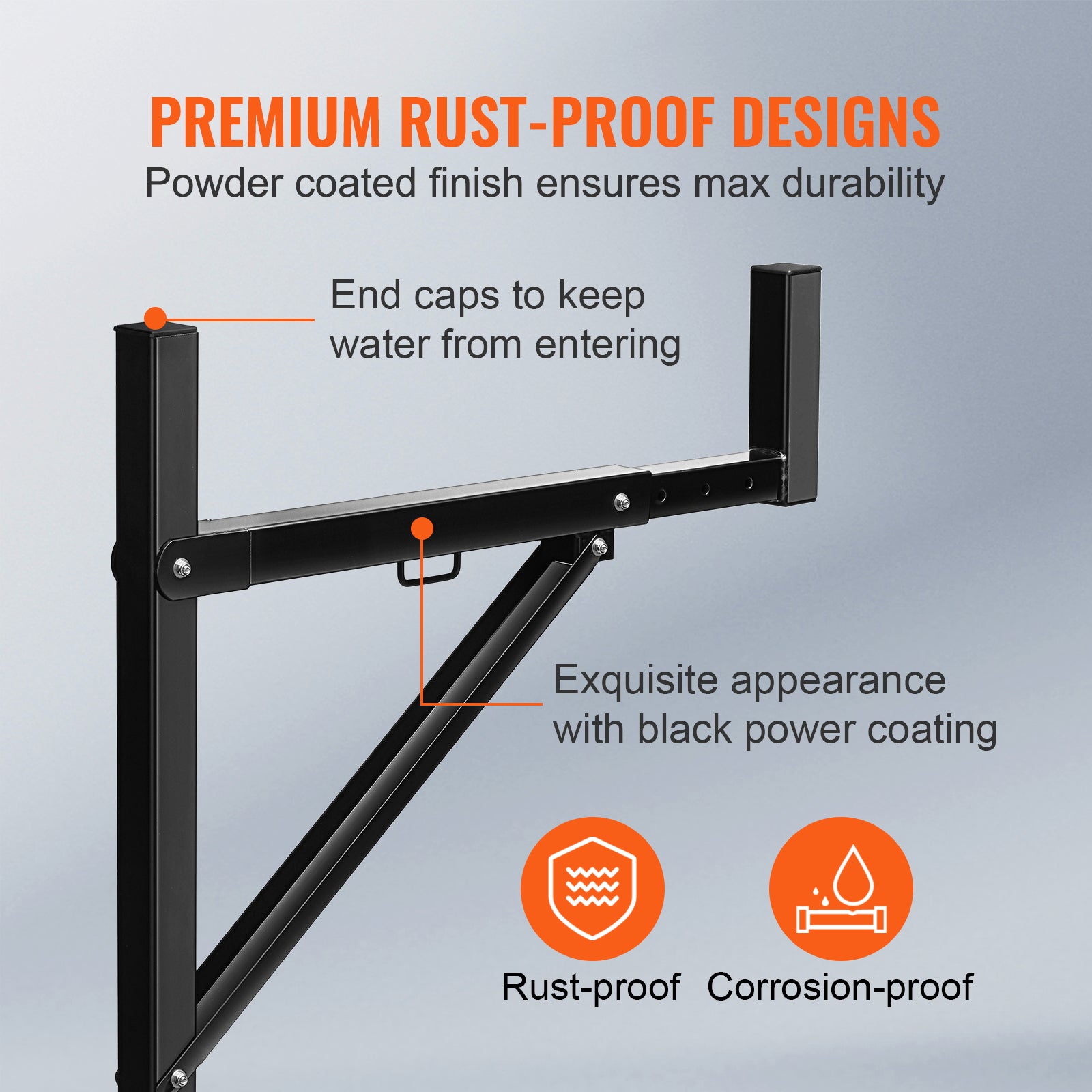 Truck Rack, 19-34inch Extendable Truck Ladder Rack, 38.6"-43.6" Adjustable Height, 250 lbs Capacity Steel Ladder Rack for Truck, Heavy Duty Truck Bed Rack for Kayak, Surfboard, Lumber, Ladder image 9