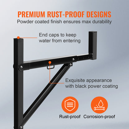 Truck Rack, 19-34inch Extendable Truck Ladder Rack, 38.6"-43.6" Adjustable Height, 250 lbs Capacity Steel Ladder Rack for Truck, Heavy Duty Truck Bed Rack for Kayak, Surfboard, Lumber, Ladder image 9