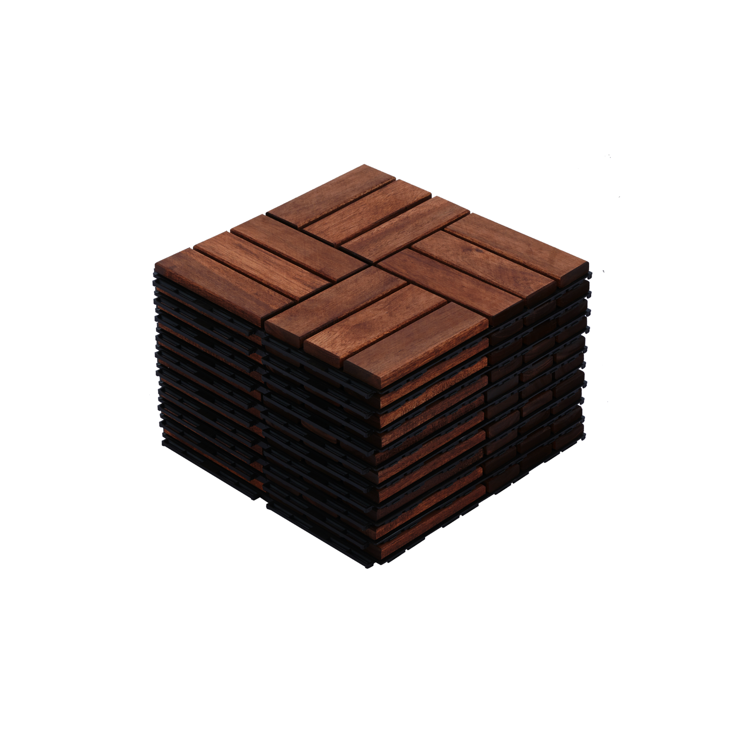 Acacia Wood Interlocking Deck Tiles Checker Pattern, 10PCS 12" x 12" Square Brown Acacia Hardwood Outdoor Flooring for Patio, Bancony, Pool Side,.. image 1