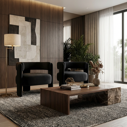 Accent Chair for Living Room, Velvet Comfy Single Sofa Chair Mid-Century Modern Armchair Wooden Legs for Bedroom Office Reading image 1