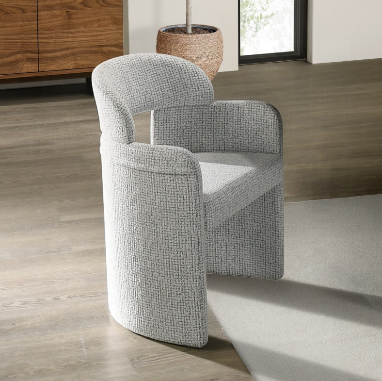 Kyree Ivory & Grey Chenille Arm Chair (Set of 2) image 1