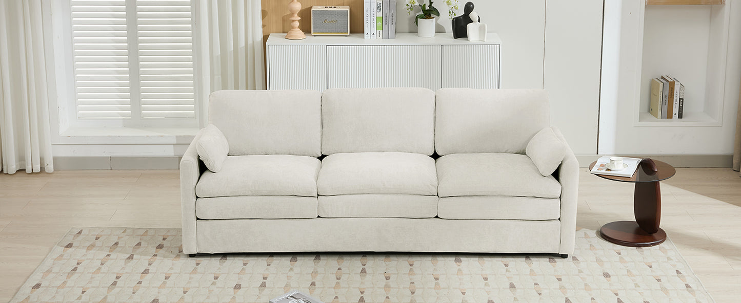 89" Cozy Upholstered 3-seater Sofa Oversized Comfy Cloud Sofa Double Cushion 3-seater Sofa Plush Cushion Sofa Couch for Living Room, Beige image 9
