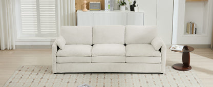 89" Cozy Upholstered 3-seater Sofa Oversized Comfy Cloud Sofa Double Cushion 3-seater Sofa Plush Cushion Sofa Couch for Living Room, Beige image 9