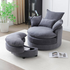 360° Swivel Accent Barrel Chair Modern Comfy Round Reading Sofa Swivel Chairs Circle Lounge Chair for Bedroom Living Room w/4 Pillow Lower Seating Heigh (Beige)