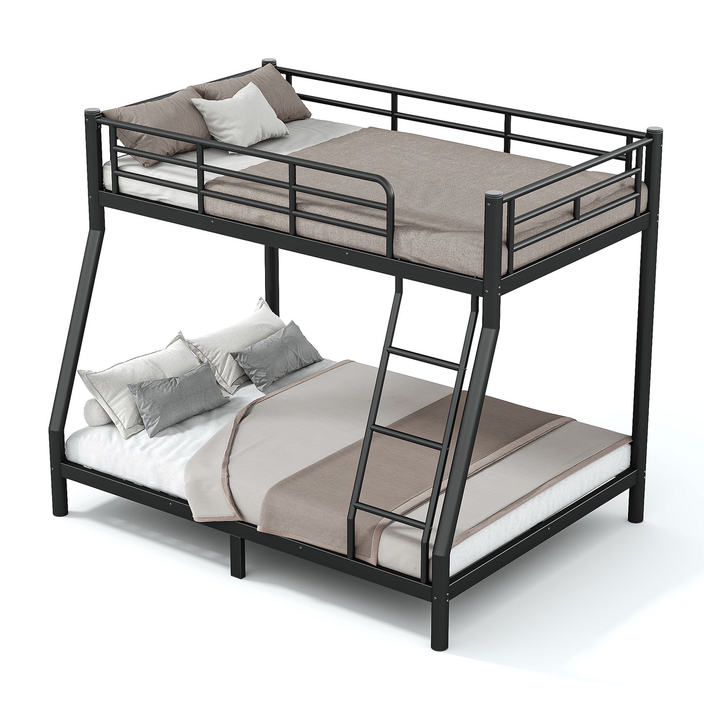 Twin over Full Size Metal Bunk Bed for Teens and Adults,Space-Saving/Noise Reduced/No Box Spring Needed, Round Tube, Black image 7