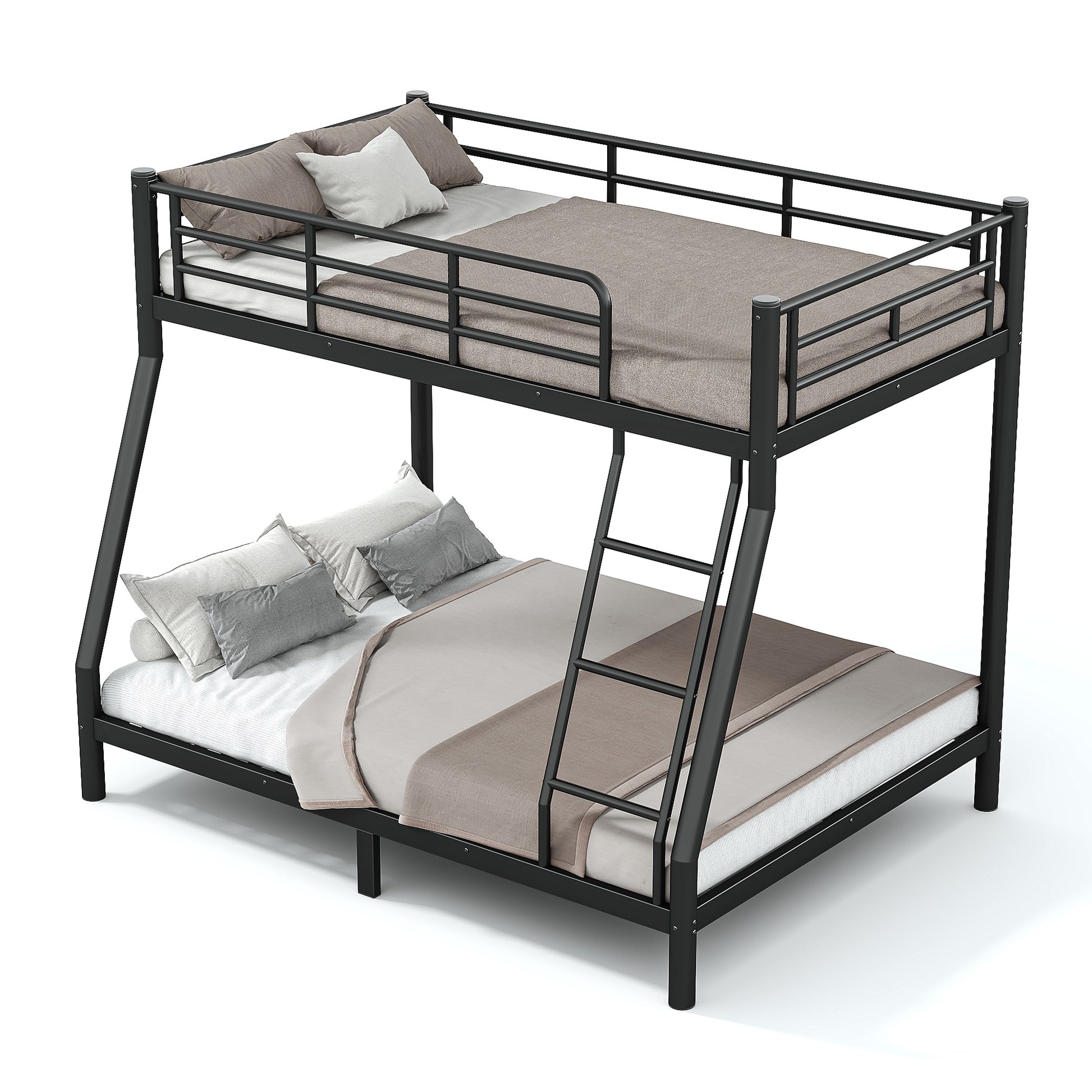 Twin over Full Size Metal Bunk Bed for Teens and Adults,Space-Saving/Noise Reduced/No Box Spring Needed, Round Tube, Black image 7
