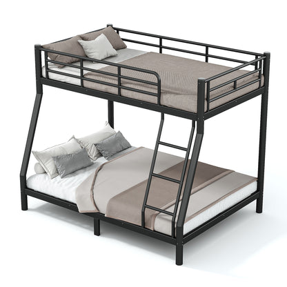 Twin over Full Size Metal Bunk Bed for Teens and Adults,Space-Saving/Noise Reduced/No Box Spring Needed, Round Tube, Black image 7