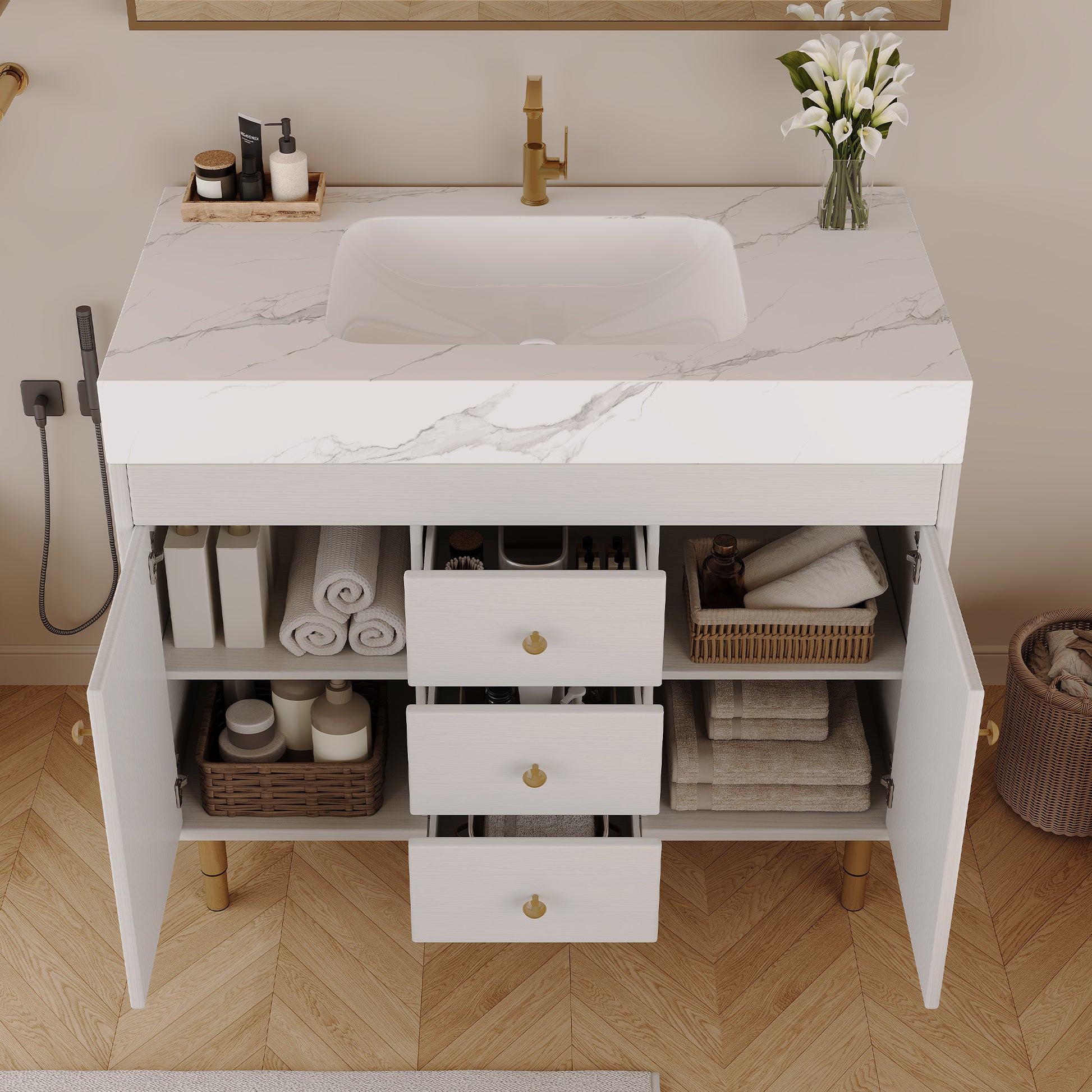 36 in Modern Free-standing Bathroom Vanity with Ceramic Sink & Ample Storage image 4