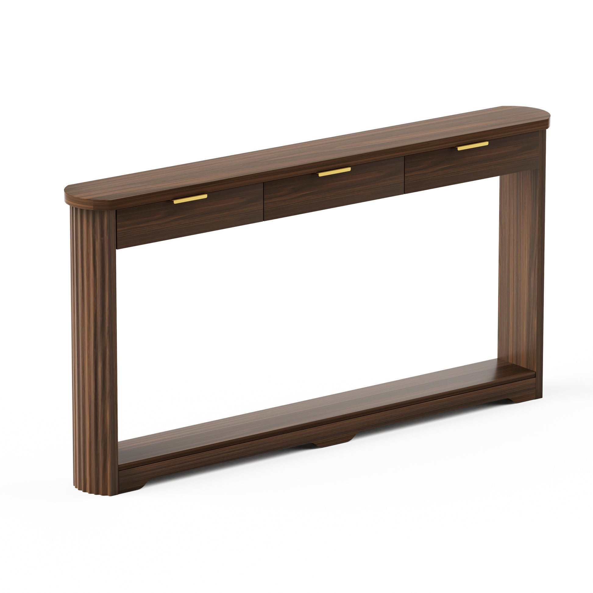 70.1" Wavy-Patterned Storage Table with Drawers; a slim wooden side table that can be placed behind a sofa, ideal for entryways, hallways, and doorways.Walnut.70.1"L*8.7"W*35.5"H image 10