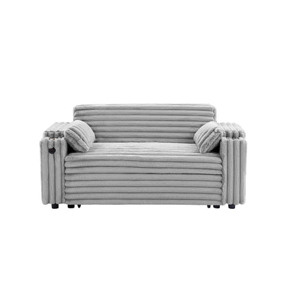Light Grey Corduroy Sofa Bed with Pull Out Bed image 9