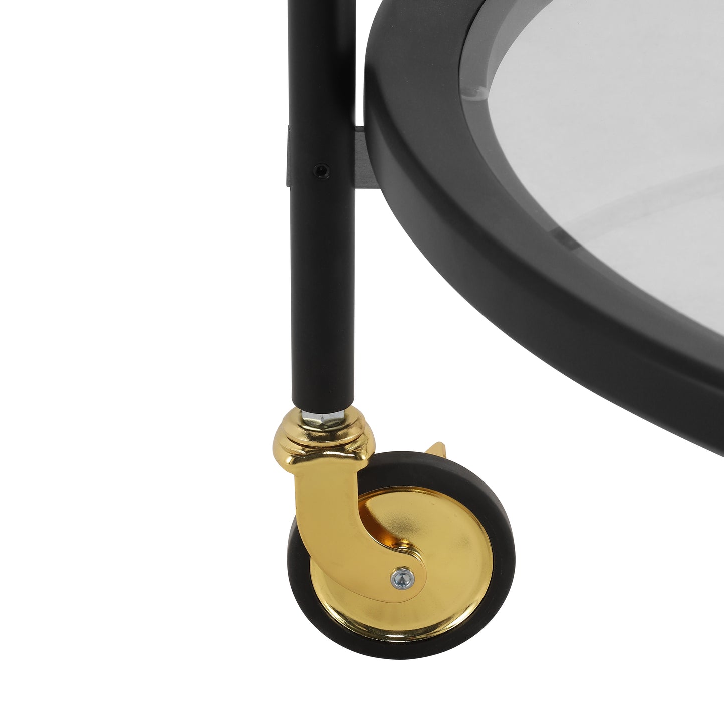 Modern Round Bar Cart with Tempered Glass Shelves and Gold Accents image 10