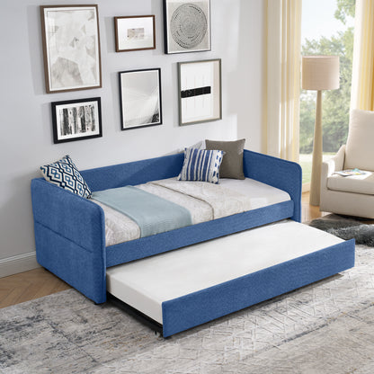 Daybed with Twin Size Pop-up Trundle Upholstered Tufted Sofa Bed, Twin Size, Boucle Fabric (83"x43"x29.5") image 11