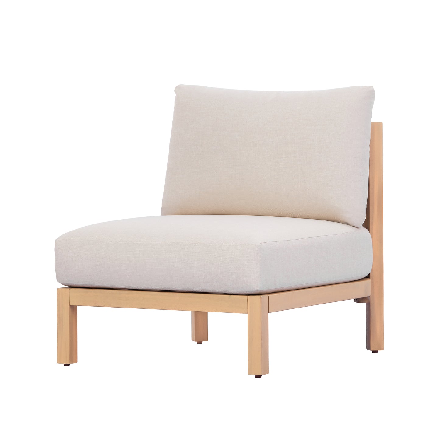 Acacia wood patio furniture club chair, outdoor rope-woven chair, deep seat design with soft cushion, suitable for porches, gardens, backyards, and balconies (Light Teak + Beige Rope + Beige Cushion). image 3
