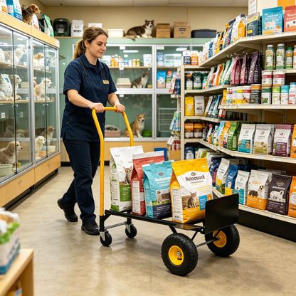 HT1006BK-YL Hand Truck Dual Purpose 2 Wheel Dolly Cart and 4 Wheel Push Cart with Swivel Wheels 330 Lbs Capacity Heavy Duty Platform Cart for Moving/Warehouse/Garden/Grocery image 6