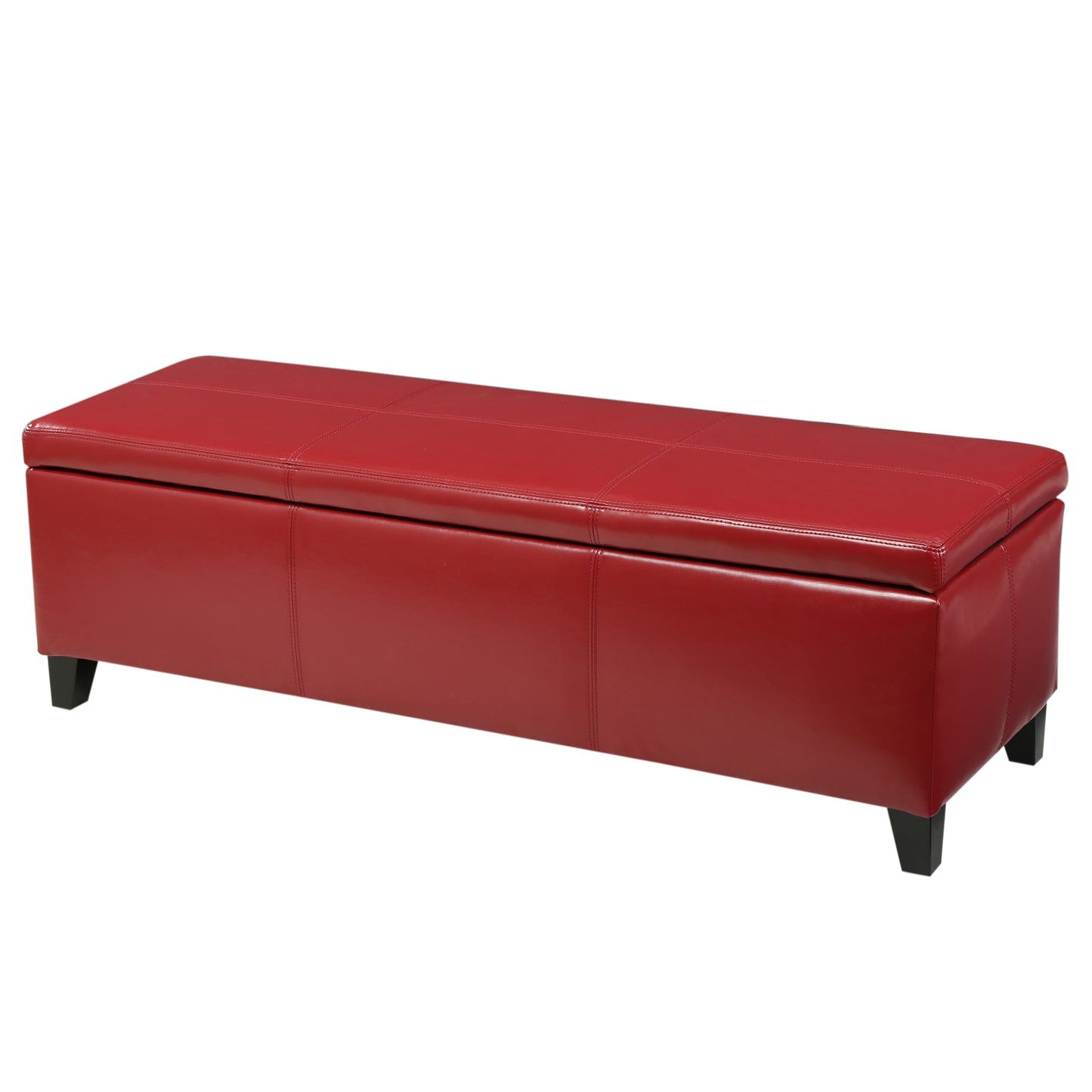Upholstered PU Leather Storage Ottoman, Solid Wooden Legs (old sku 57742.00RED) image 7