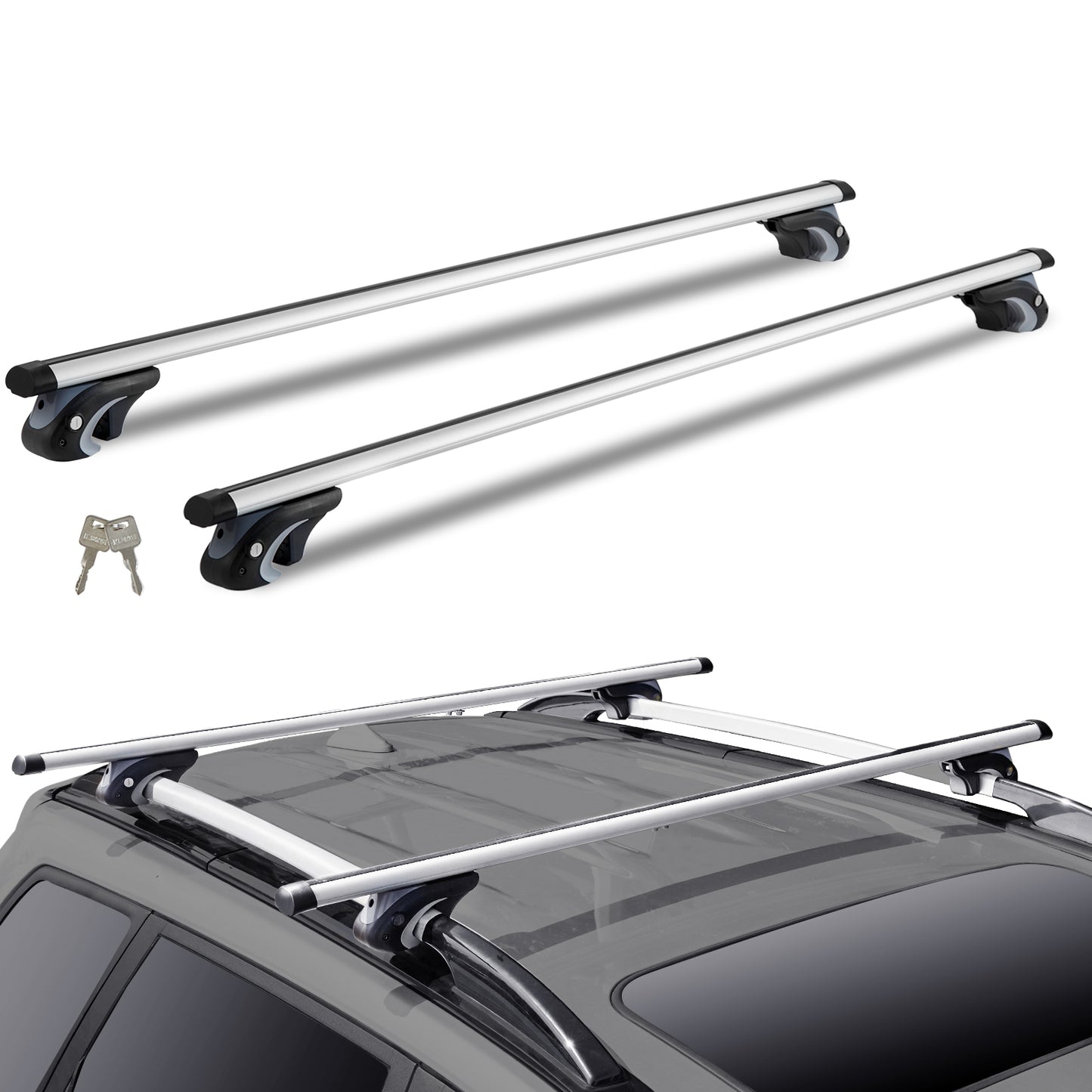 Universal Roof Rack Cross Bars, 54" Aluminum Roof Rack Crossbars, Fit Existing Raised Side Rail with Gap, 200 lbs Load Capacity, Adjustable Crossbars with Locks, for SUVs, Sedans, and Vans image 9