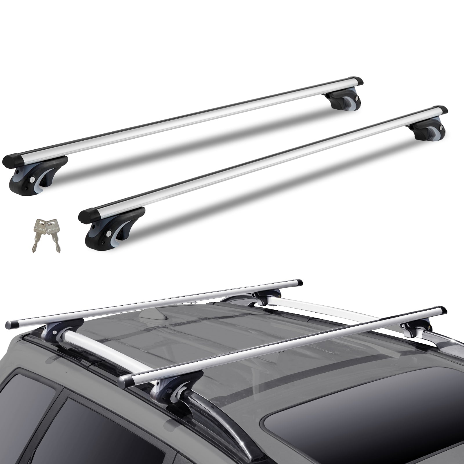 Universal Roof Rack Cross Bars, 54" Aluminum Roof Rack Crossbars, Fit Existing Raised Side Rail with Gap, 200 lbs Load Capacity, Adjustable Crossbars with Locks, for SUVs, Sedans, and Vans image 9