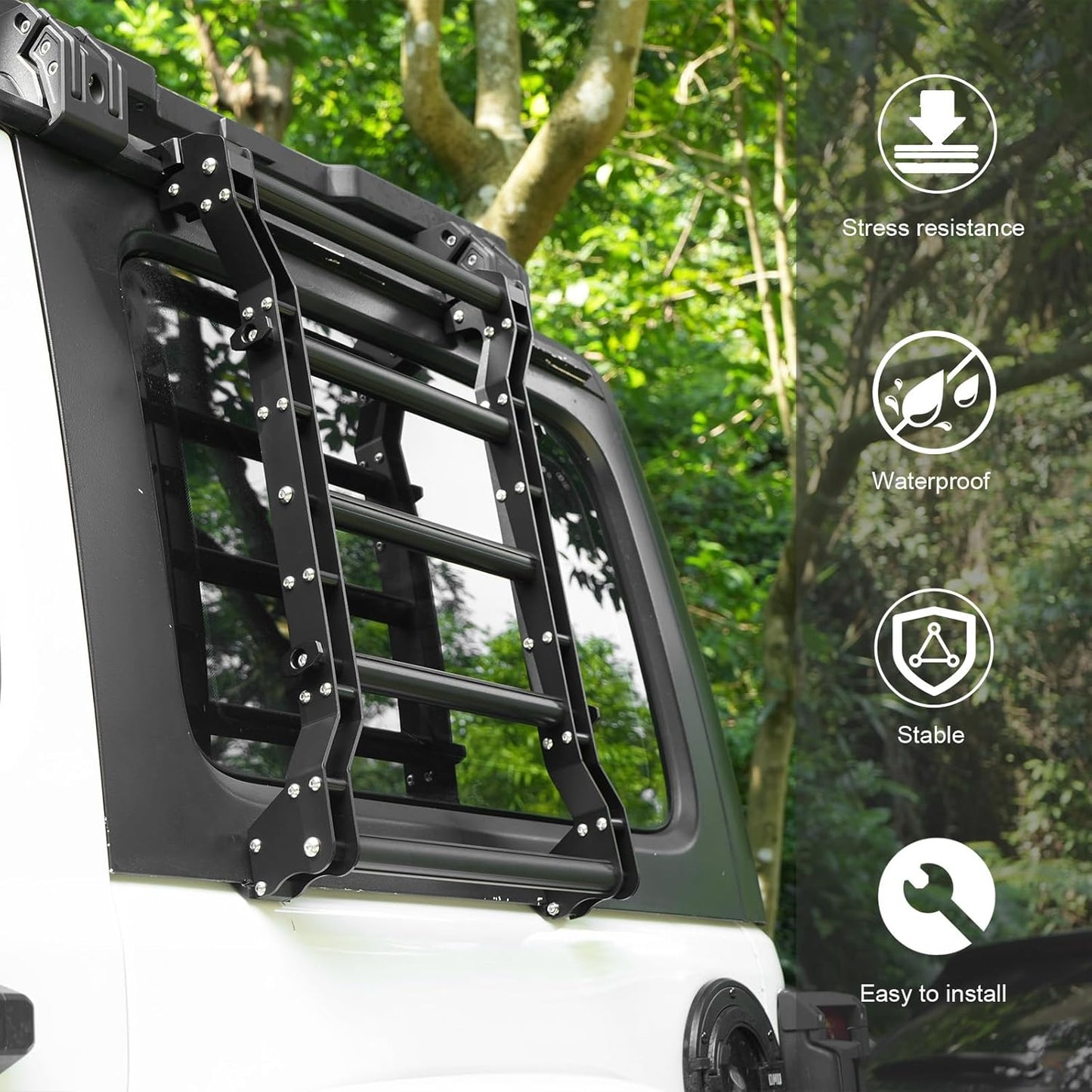 20269 Rear Window Ladder for 2018-2025 Jeep Wrangler JL JLU 2 Door 4 Door Luggage Ladder Rack Multifunctional Flank Kit image 6