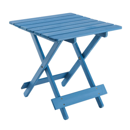 Folding Square Table Patio Outdoor solid wood Table for Backyard, Balcony, Portable Design Space-Saving Blue Color image 9