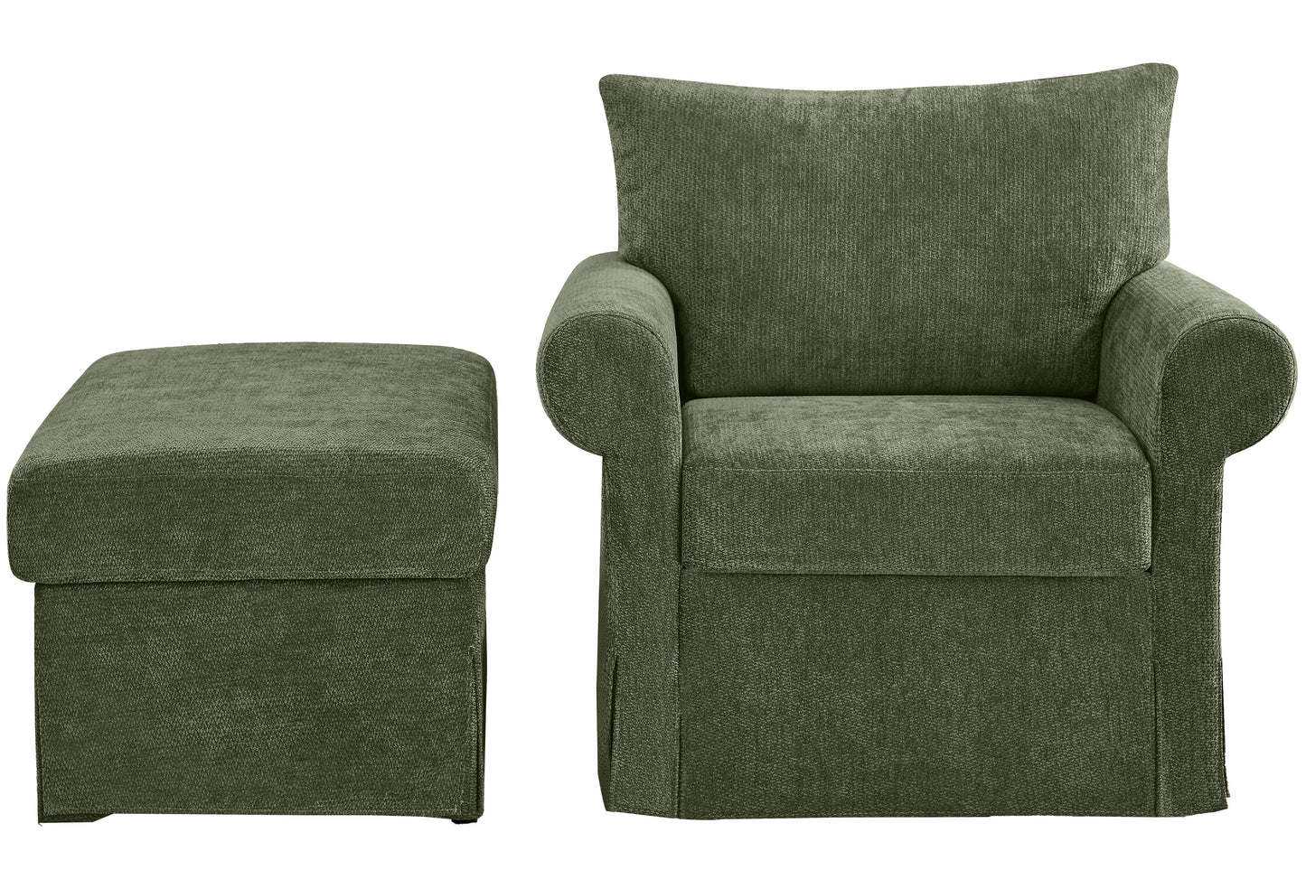 37.5" Accent Chair with Ottoman, Plush Chenille Upholstered Armchair, Stylish Single Sofa Chair for Living Room, Bedroom, Apartment image 11