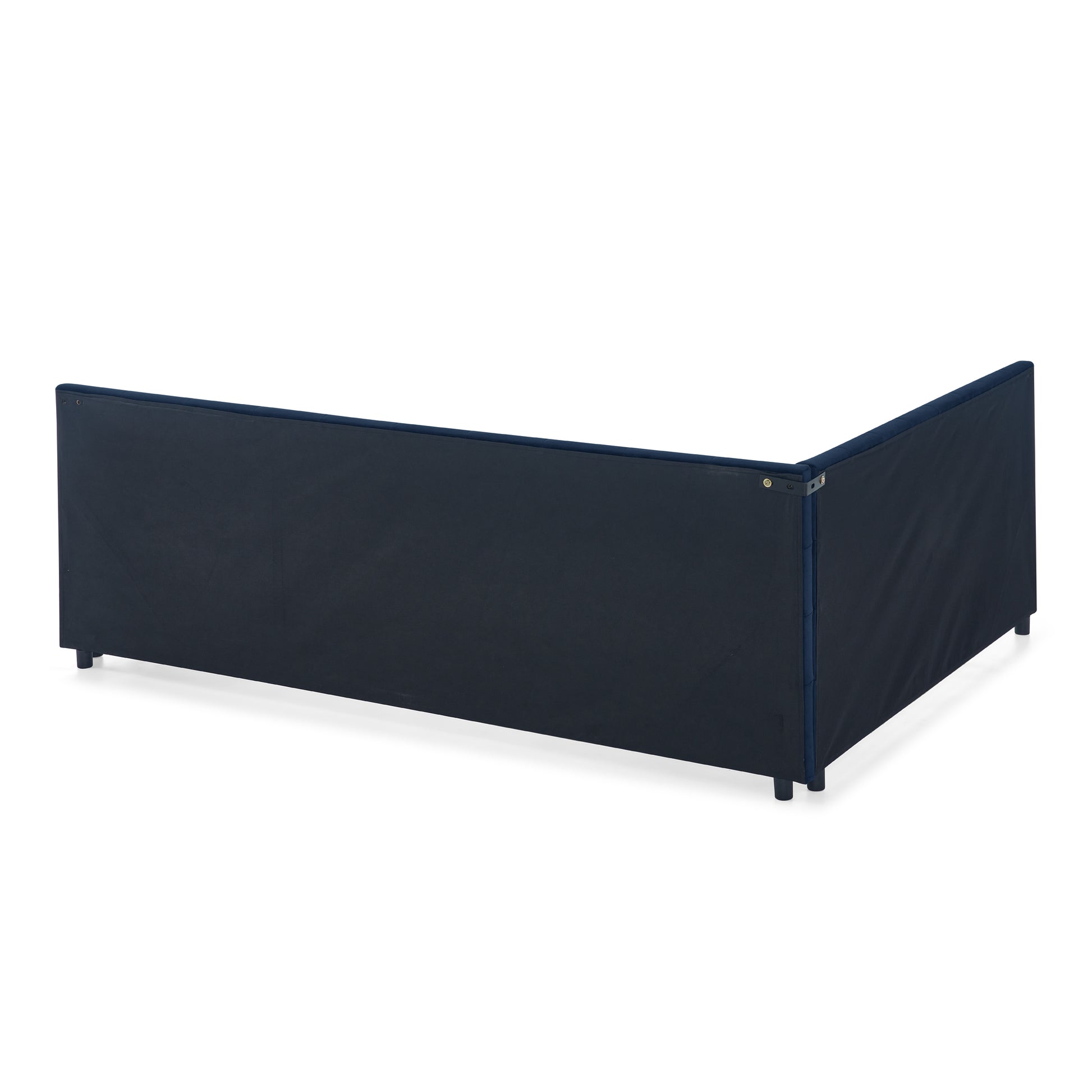 Queen Size Upholstered Tufted Bed Frame, Sofa Bed Frame with Comfortable Backrest and Armrests, Queen Size Bed for Bedroom, Living Room,Velvet, DARK BLUE(85.5''*64.5''*30.5'') image 9