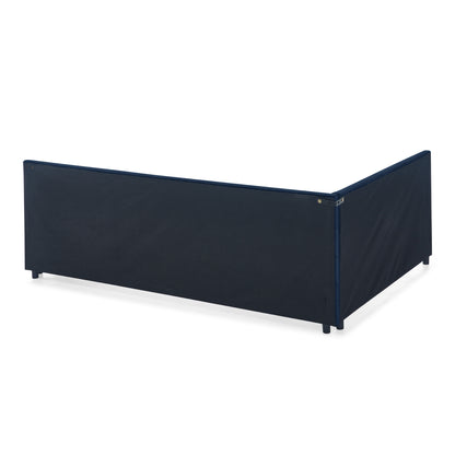 Queen Size Upholstered Tufted Bed Frame, Sofa Bed Frame with Comfortable Backrest and Armrests, Queen Size Bed for Bedroom, Living Room,Velvet, DARK BLUE(85.5''*64.5''*30.5'') image 9