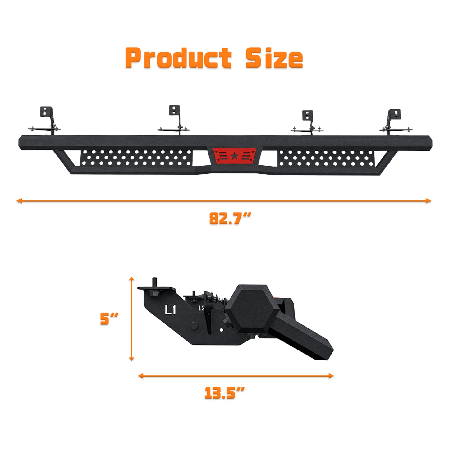 Hexagonal style Running Boards Compatible with 2020-2026 Jeep Gladiator Jt 4 Door. Made with Carbon Steel. 6 Inch Gladiator Side Steps Step Bars Nerf Bars Bolt installation image 3