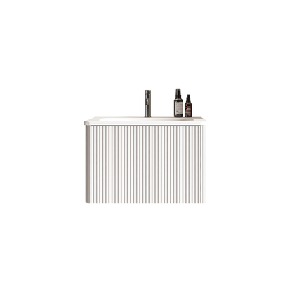 U059-Etna24W-301 Etna 24" Striped Soft White Bathroom Vanity with White Ceramic Sink, Wall Mounted Floating Bathroom Vanity for Modern Bathroom, One-Piece White Sink Basin without Drain, Pre-assembled image 7