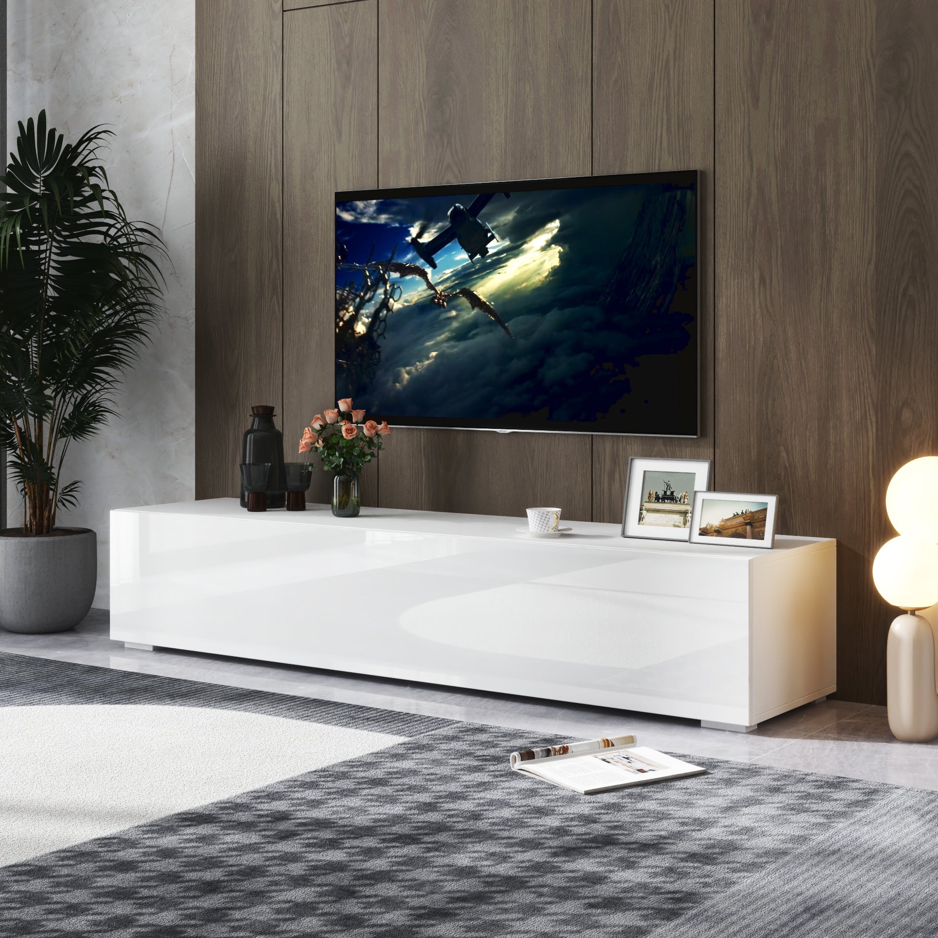 Modern Entertainment Center with Storage Media Console for Living Room image 6
