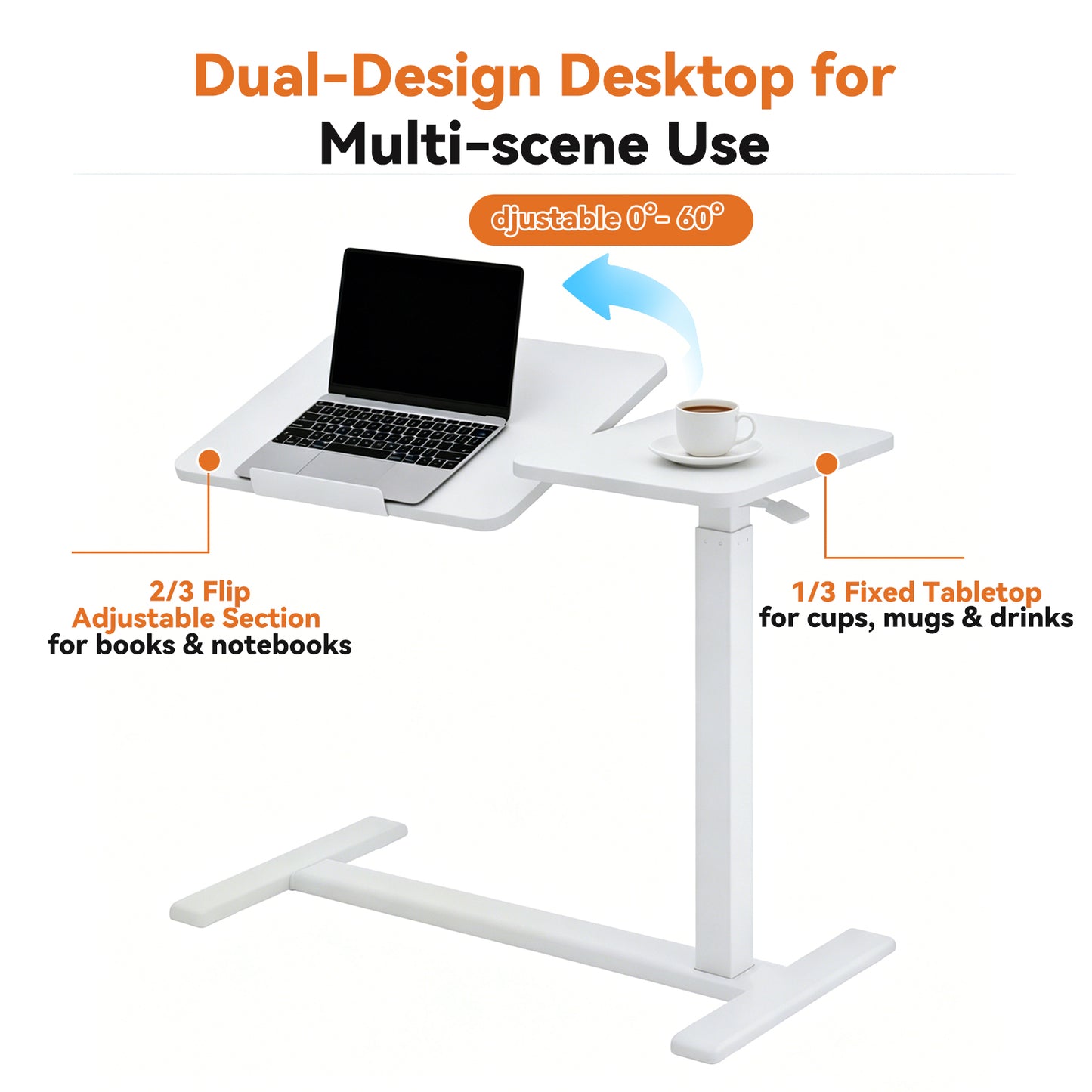 Mobile Adiustable Standing Desk, White image 5