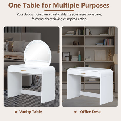 39" Makeup Vanity Table with Mirror Touch Screen Lighted Mirror, Dressing Table with Drawer for Bedroom, White image 4
