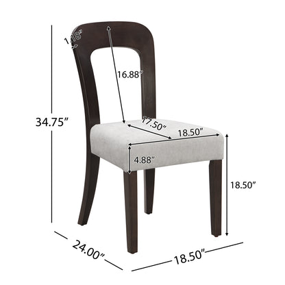 Dining Chairs Set of 2, Upholstered Kitchen Side Chairs with Gray Fabric Seating Dark Brown Solid Rubber Wood Legs, 330 LBS Weight Capacity image 3