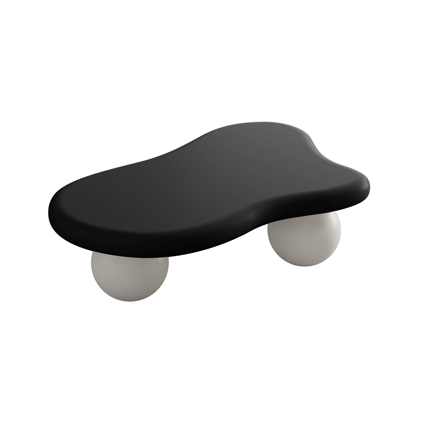 40 Inch Cloud Shaped Coffee Table with 3 Ball Legs for Living Room, Black Top White Legs image 8