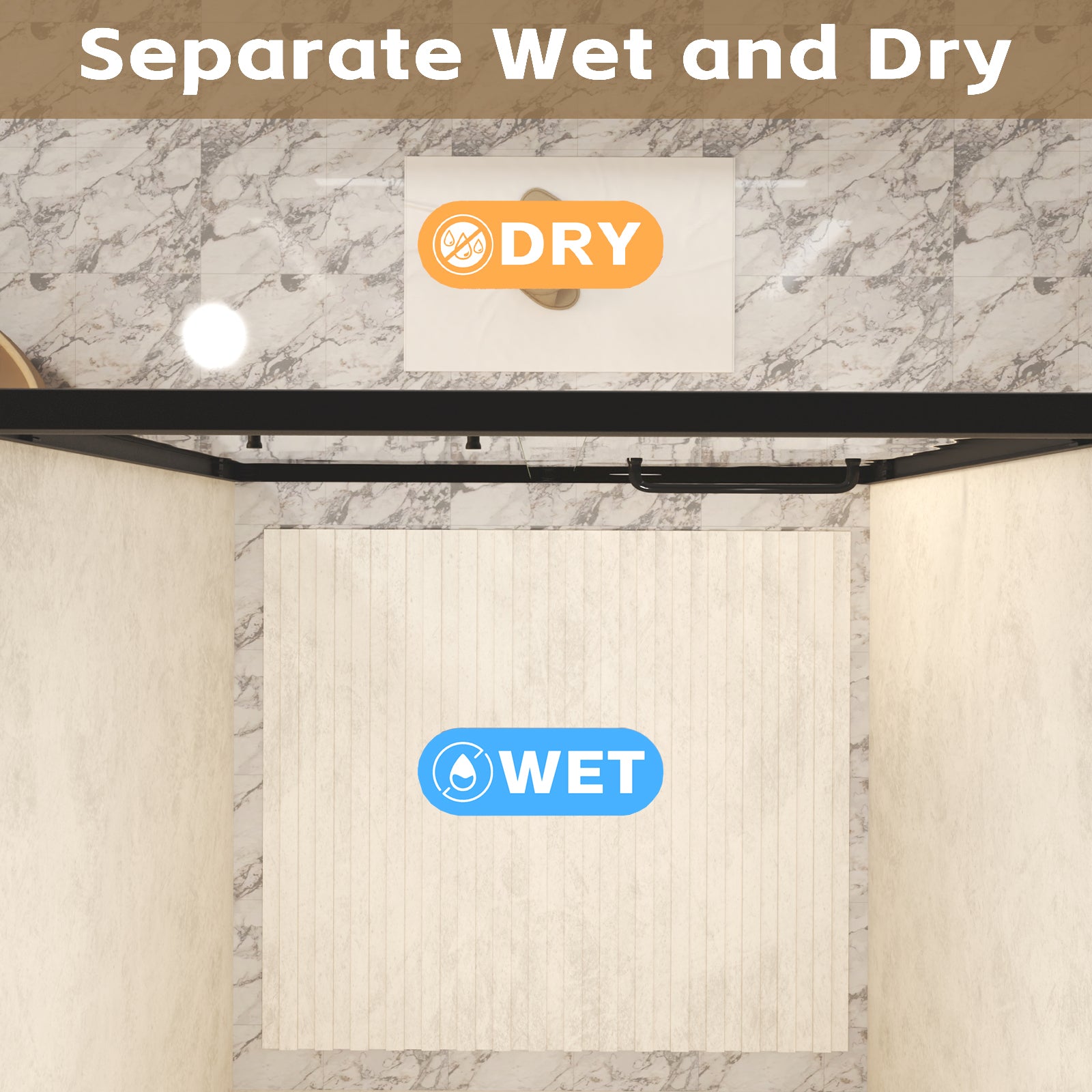 50-54" W × 72" H Tempered Glass with Explosion Proof Film, Aluminum Frame Double Sliding Shower Door, "1/4 (6 mm), Stainless Steel handle, Matte Black image 8