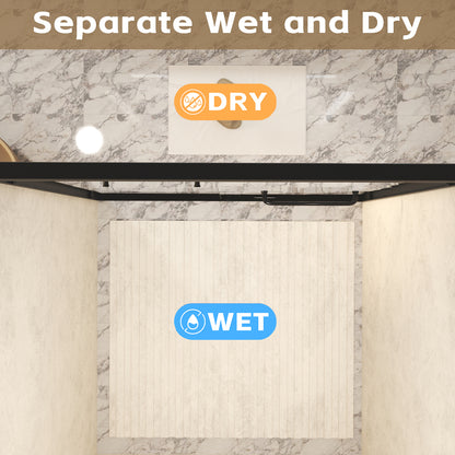 50-54" W × 72" H Tempered Glass with Explosion Proof Film, Aluminum Frame Double Sliding Shower Door, "1/4 (6 mm), Stainless Steel handle, Matte Black image 8