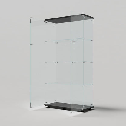 Tempered glass wine cabinet with LED lighting and remote