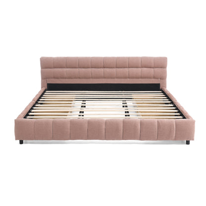 King Size Upholstered Bed,comfortable upholstered bed frame, Chenille fabric, with headboard and solid bed frame. With drawer for storage.-Pink(88.5''*85.5''*31'') image 12