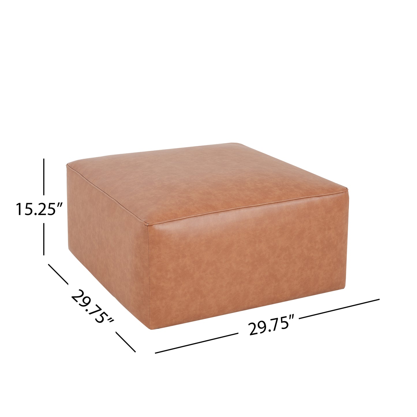 Upholstered Square PU Leather Ottoman,Tan Brown (old sku N757P180768T) image 3