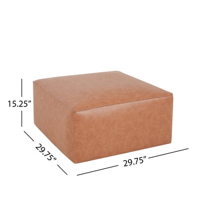 Upholstered Square PU Leather Ottoman,Tan Brown (old sku N757P180768T) image 3