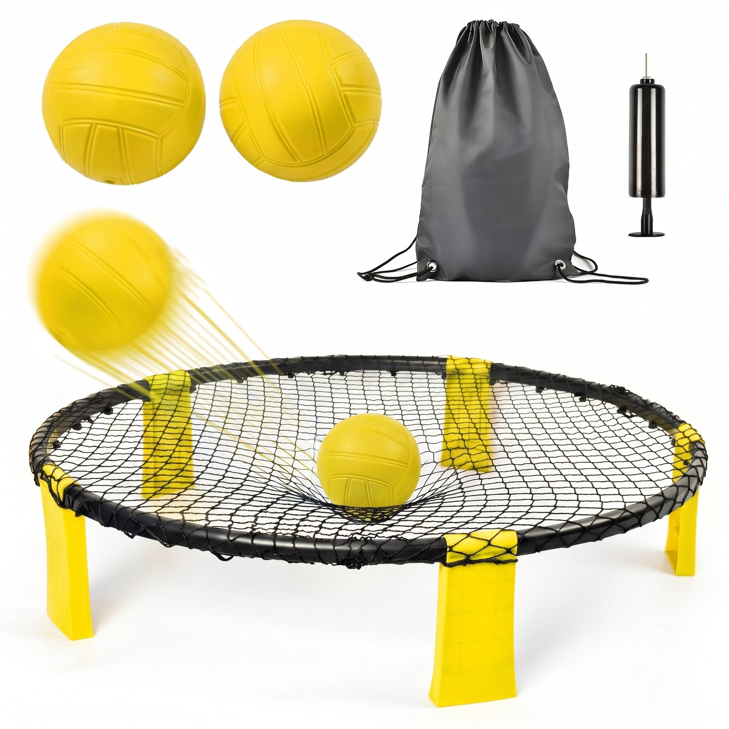 Outdoor Roundnet Game Set, Portable Beach Ball Game with 2 Balls, Sturdy Playing Net & Carry Bag, Classic Family Entertainment Game for Beach, Backyard, Lawn, Park, Camping and Gathering image 1