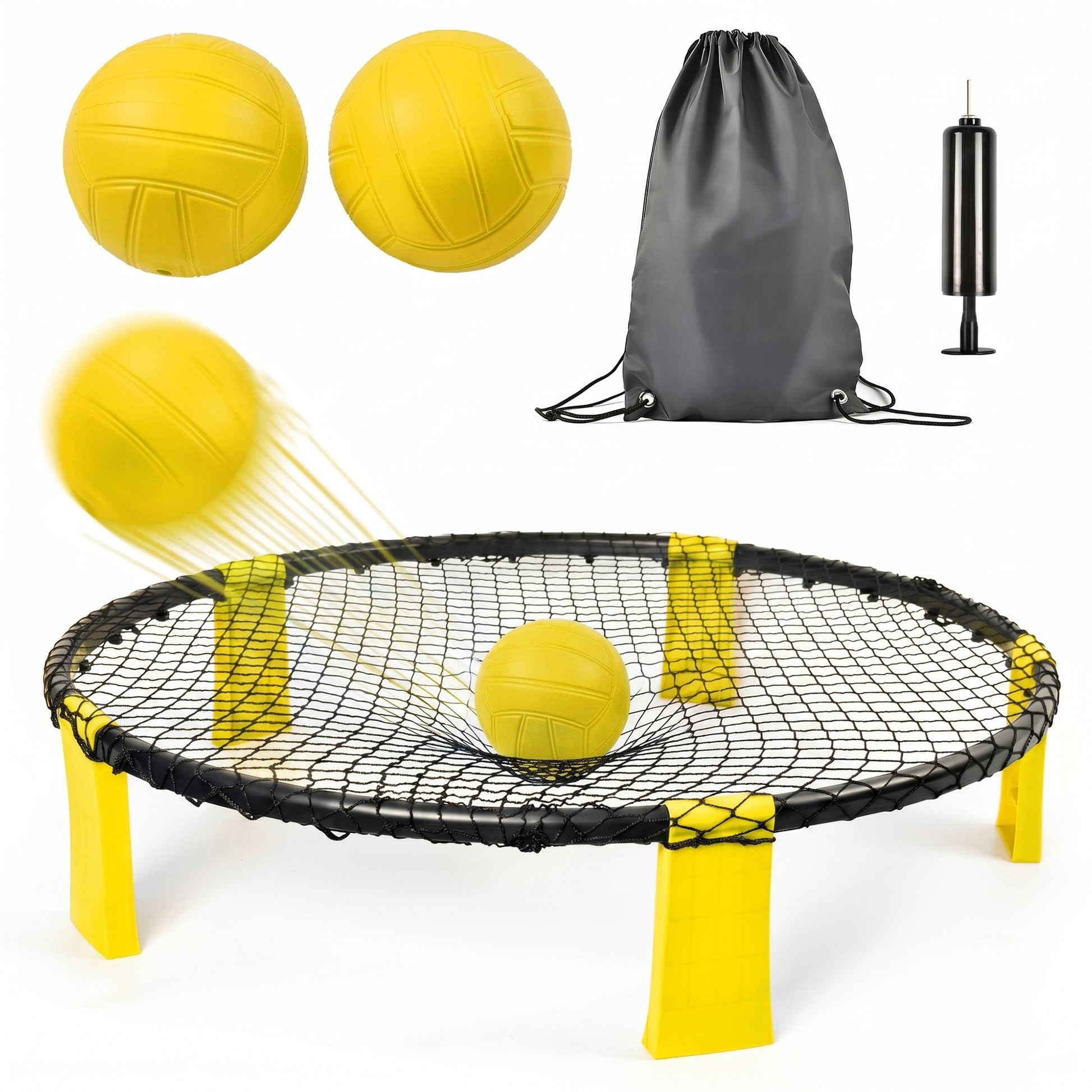 Outdoor Roundnet Game Set, Portable Beach Ball Game with 2 Balls, Sturdy Playing Net & Carry Bag, Classic Family Entertainment Game for Beach, Backyard, Lawn, Park, Camping and Gathering image 1