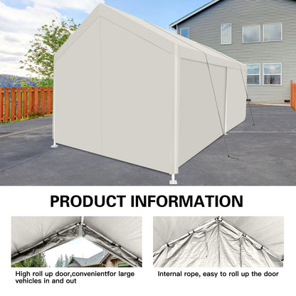 Carport, 12×20 Heavy Duty Portable Carport Garage Tent for Outdoor Storage Shelter white image 7
