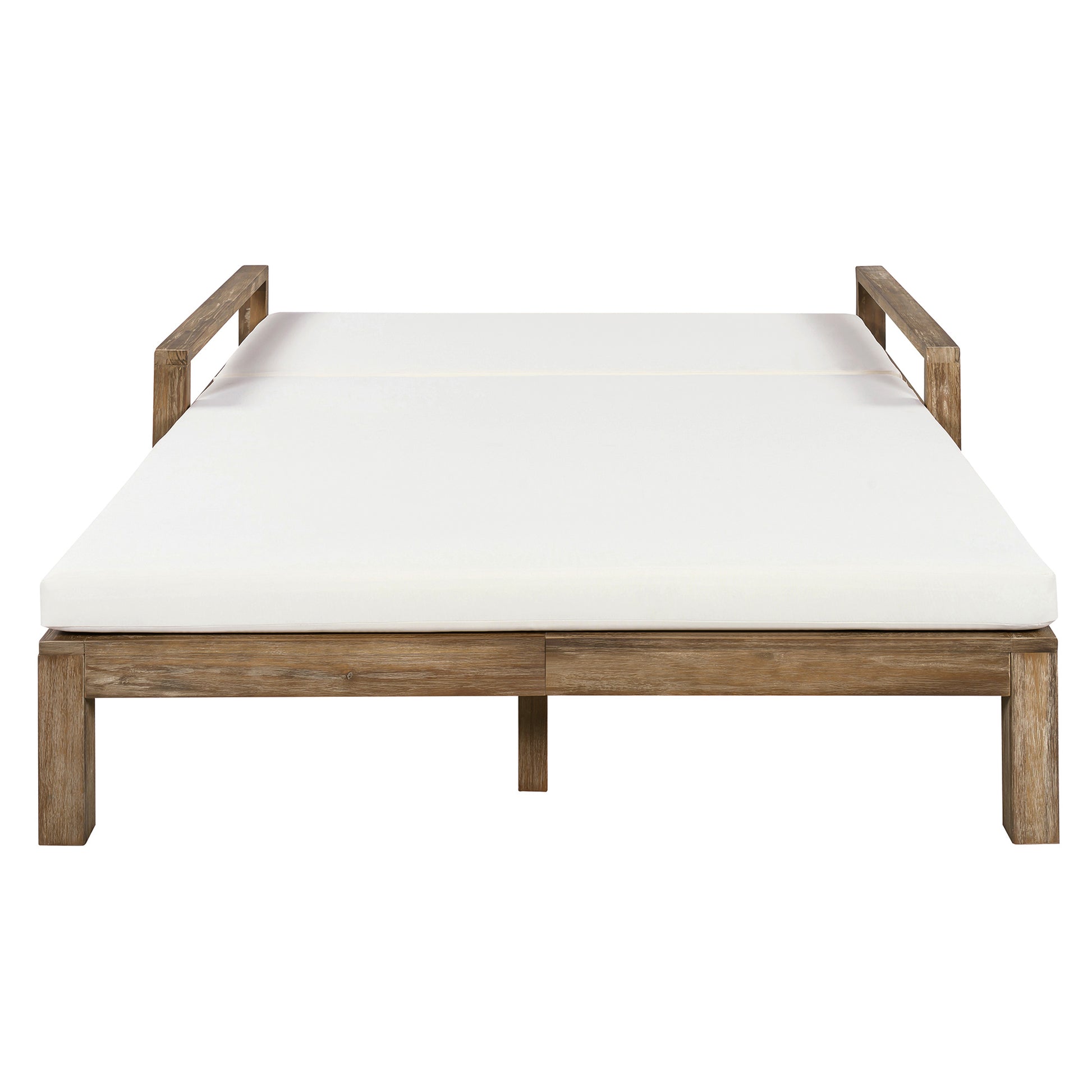 TREXM 1-Piece Farmhouse-styled Wooden Outdoor Sunbed for Ultimate Relaxation Outdoor Daybed Seating 2 People for Poolside, Garden and Backyard (Beige) image 12